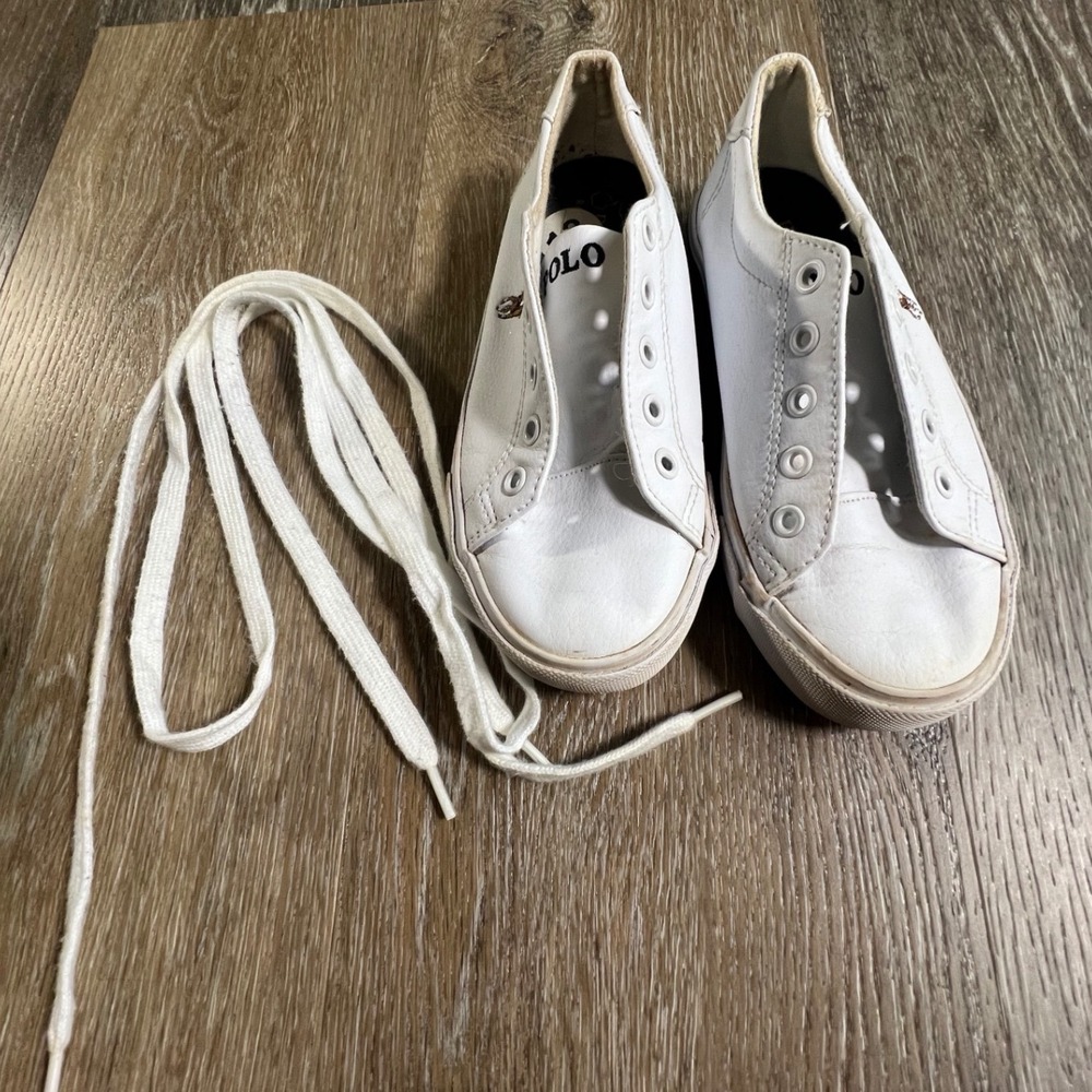 Polo Ralph Lauren Sneakers Kids Size 13 White Low Top Pony Logo Shoes